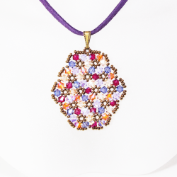 Pendant 40cm - Terence Oval-Purple Suedine - Pendant 40cm - Laiton bronze